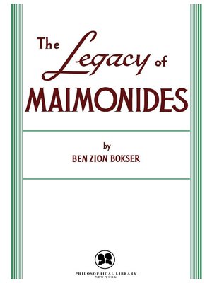 cover image of The Legacy of Maimonides